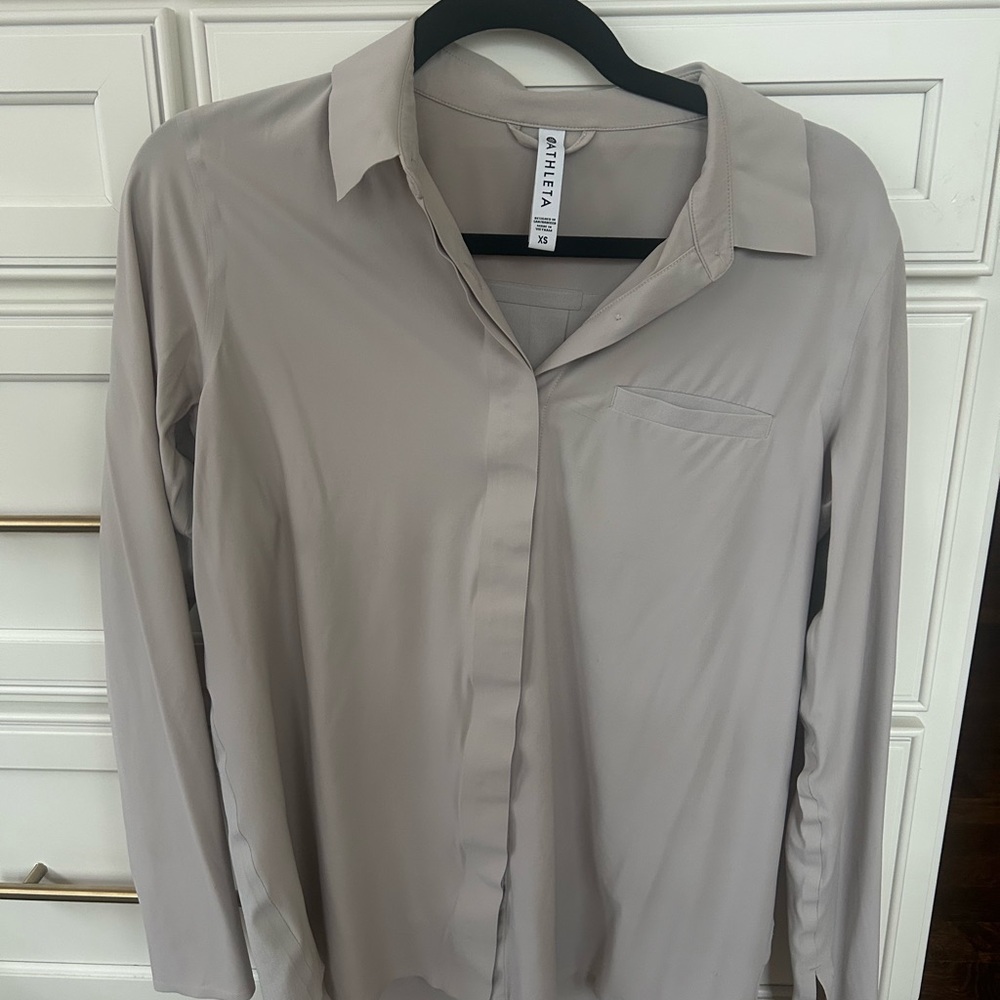Athleta light beige button down, XS